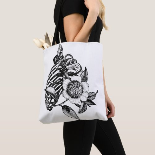 Rib Cage Butterfly Flower Human Anatomy art Tote Bag