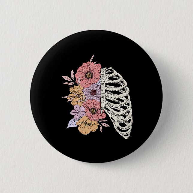Rib Cage Flower Easy Halloween Costume  Button (Front)