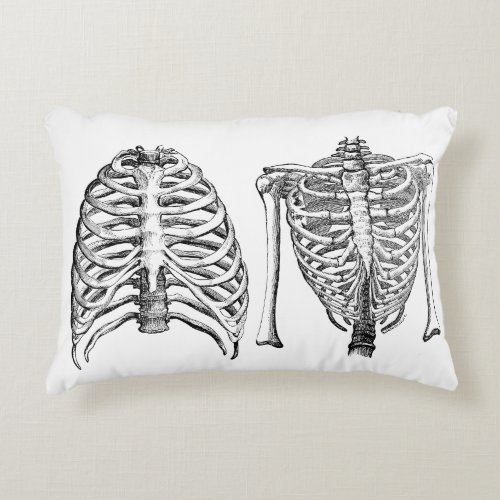 Rib Cage Human Skeleton Medical Anatomy art Accent Pillow