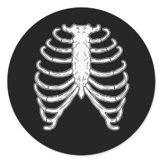Rib Cage Skeleton Bones Halloween Black And White Classic Round Sticker