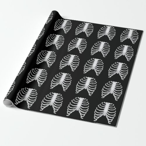 Rib Cage Skeleton Bones Halloween Pattern Wrapping Paper