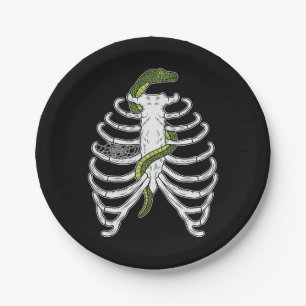 Rib Cage Skeleton Bones With Green Snake Halloween Paper Plates