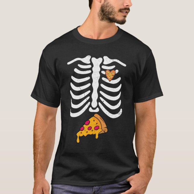 Rib Cage Skeleton X Ray Pizza  Halloween Costume T-Shirt (Front)