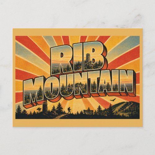 Rib Mountain WI Quartzite Tower Forest Art Postcard