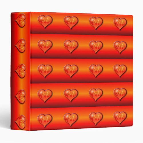 Ribbed Hearts on Fire 3 Ring Binder