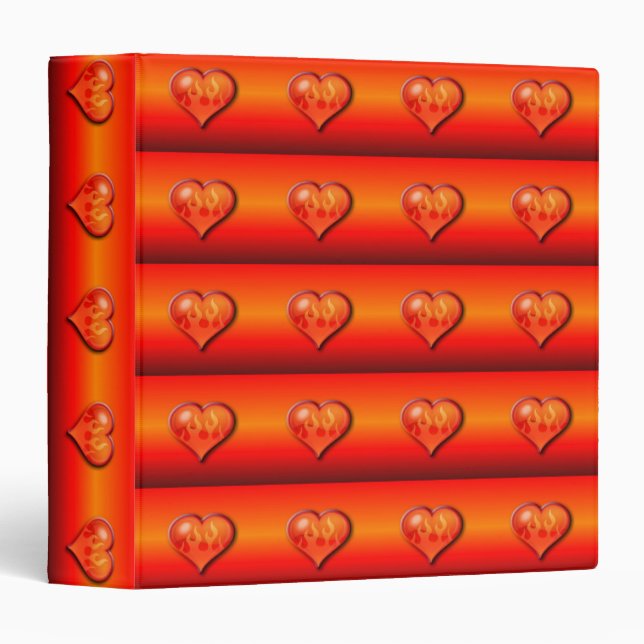 Ribbed Hearts on Fire 3 Ring Binder (Front/Spine)