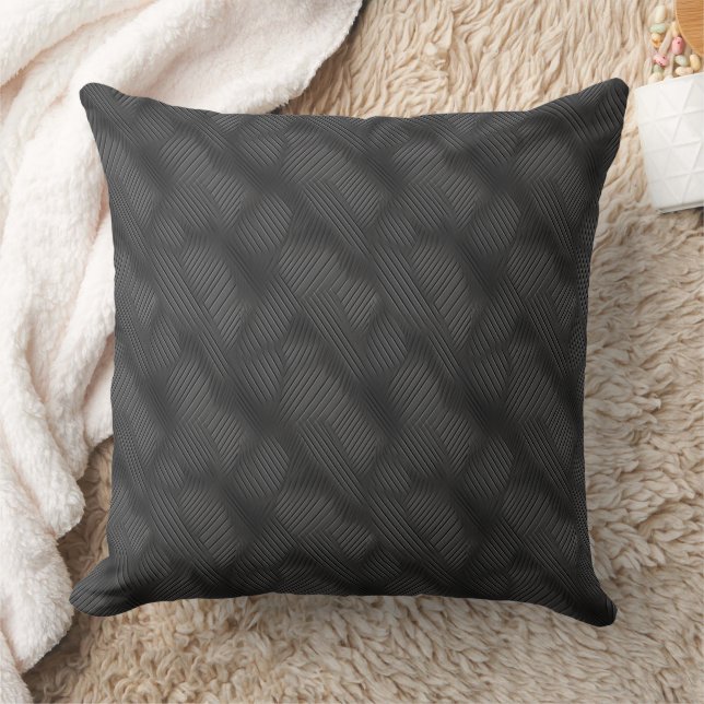 Ribbed texture in gray and black pattern  throw pillow (Blanket)