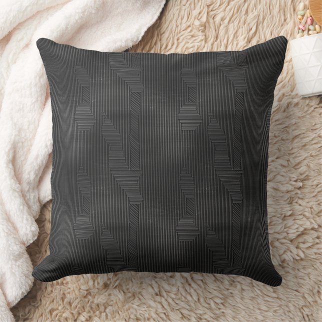 Ribbed texture in gray and black pattern  throw pillow (Blanket)