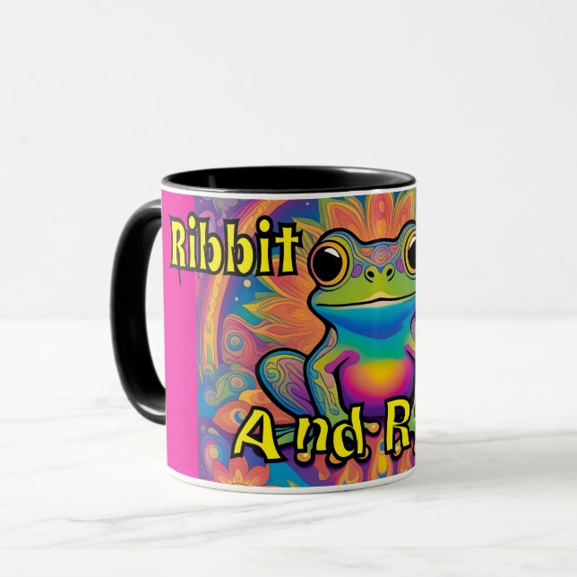 Ribbit and Radiate Frog – Boho Psychedelic Vibes Mug (Front Left)