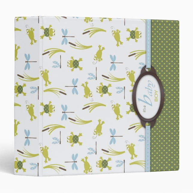 Ribbit Frog and Dragonfly Baby Memory Book 3 Ring Binder (Front/Spine)