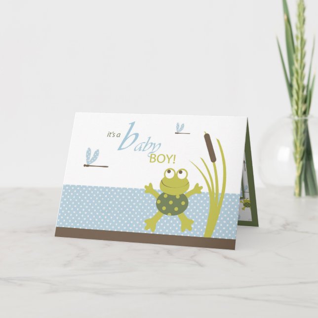 Ribbit Frog and Dragonfly Baby Shower Invitation (Front)