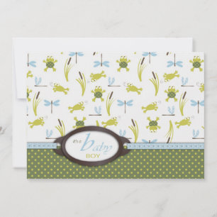 Ribbit Frog and Dragonfly Baby Shower Invitation
