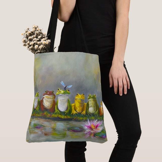 Ribbit River Tote Bag (Close Up)
