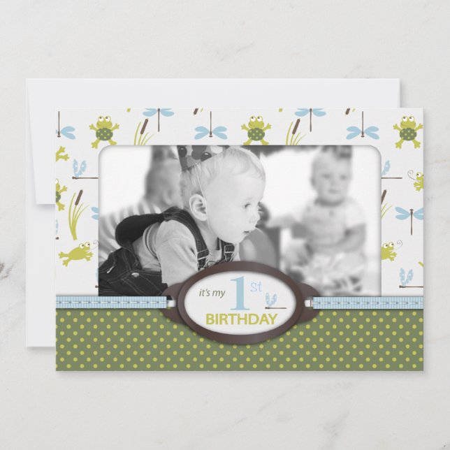 Ribbit Swimming Frog Birthday Invitation A7-B (Front)