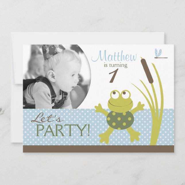 Ribbit Swimming Frog Birthday Invitation A7-C (Front)