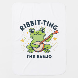Ribbit-ting the Banjo ,Cute Frog Playing Music Baby Blanket