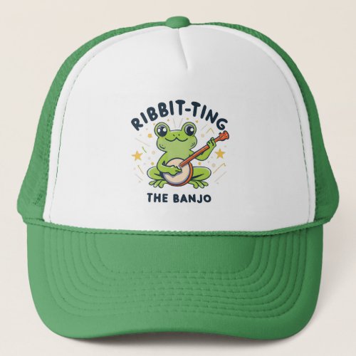 Ribbit_ting the Banjo Cute Frog Playing Music Trucker Hat