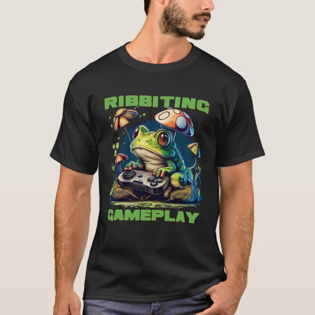 Ribbiting Gameplay Gamer Frog T-Shirt (Front)