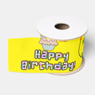 Ribbon, #1 First Birthday Ribbon, Happy Birthday Grosgrain Ribbon