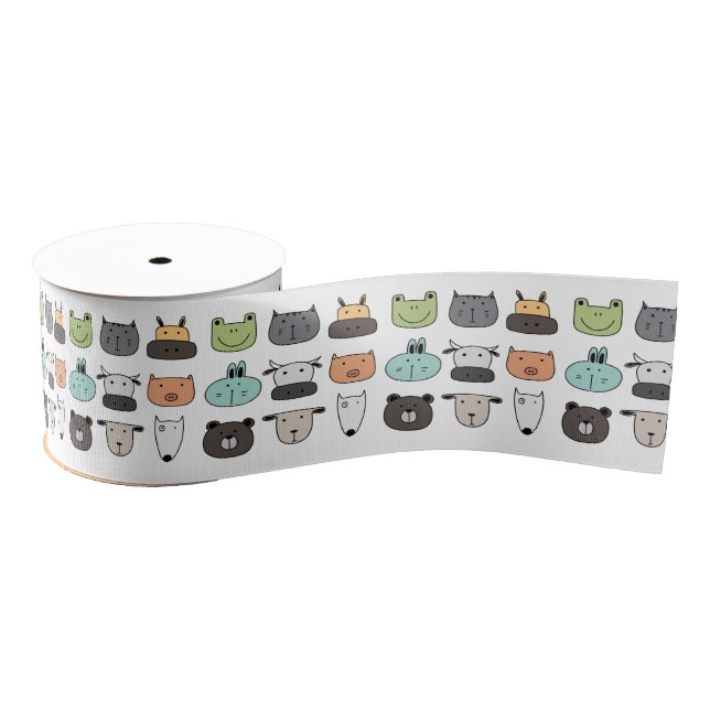 Ribbon 3" Width - Animal Faces (Spool)