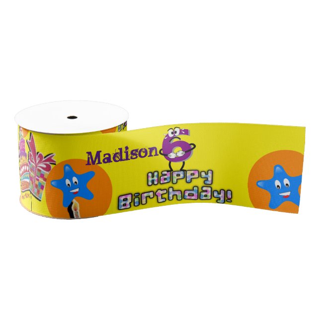 Ribbon, #6 Happy 6th Birthday Ribbon (Spool)