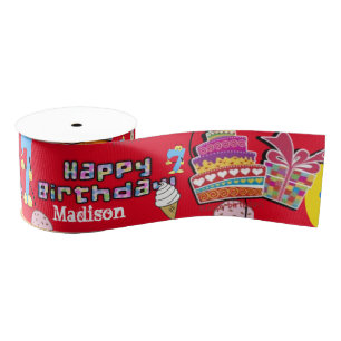 Ribbon, #7 Happy 7th Birthday Ribbon