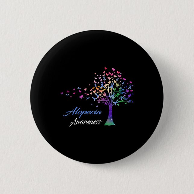 Ribbon Alopecia Awareness  Button (Front)