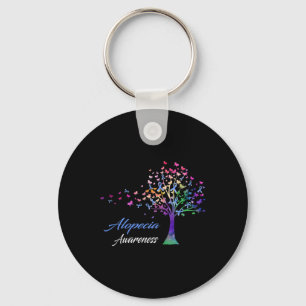 Ribbon Alopecia Awareness Keychain