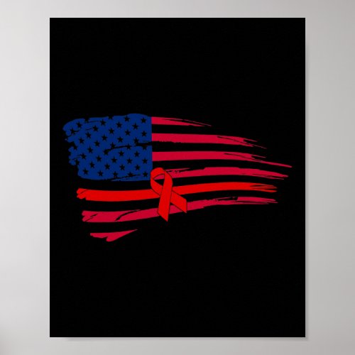 Ribbon American Usa Flag Blood Cancer Survivor  Poster