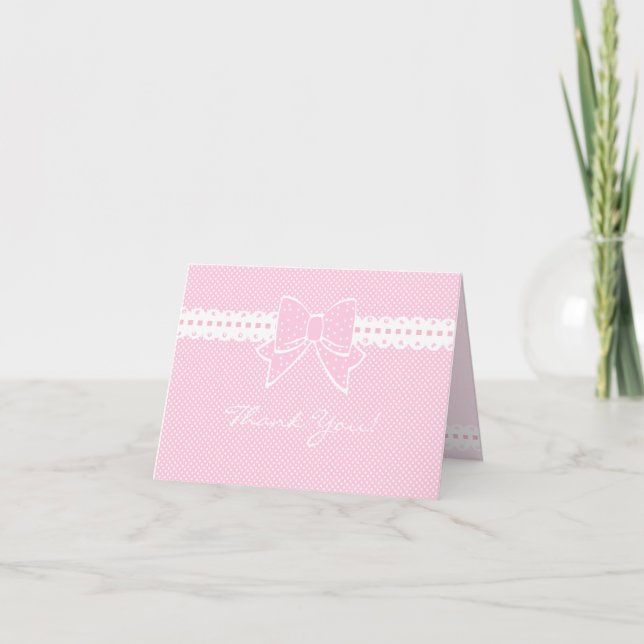 Ribbon and Bow-Baby Shower-Thank You Thank You Card (Front)