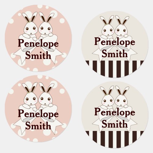 Ribbon and Cute Twin Bunny Girl Clothing Labels