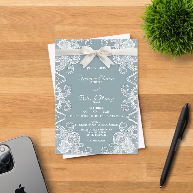 Ribbon and Lace Frost Acrylic Wedding Invitation (Insitu (Invitation Card))