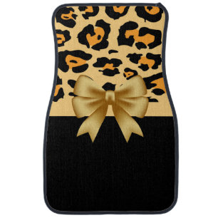 Ribbon and Leopard Print Car Floor Mat