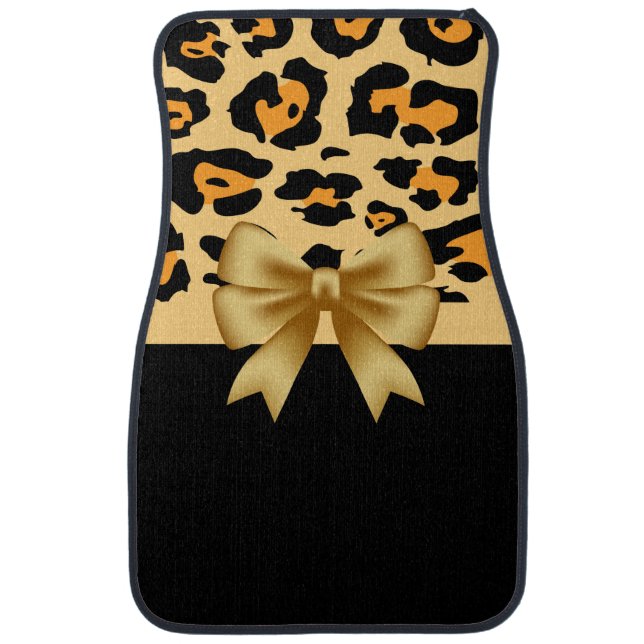 Ribbon and Leopard Print Car Floor Mat (Front)