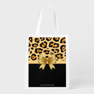Ribbon and Leopard Print Grocery Bag