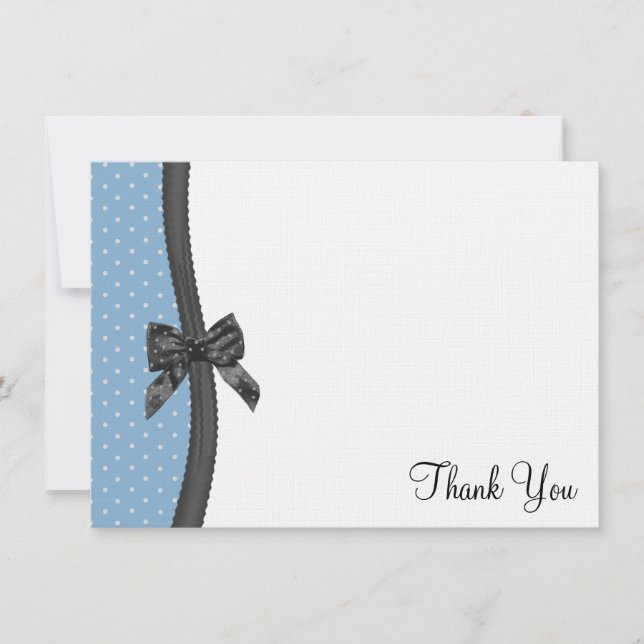 Ribbon and Polka Dots Thank You Flat Card (Front)
