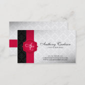 Ribbon and Seal Damask - Red Business Card (Front/Back)