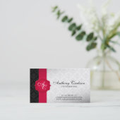 Ribbon and Seal Damask - Red Business Card (Standing Front)