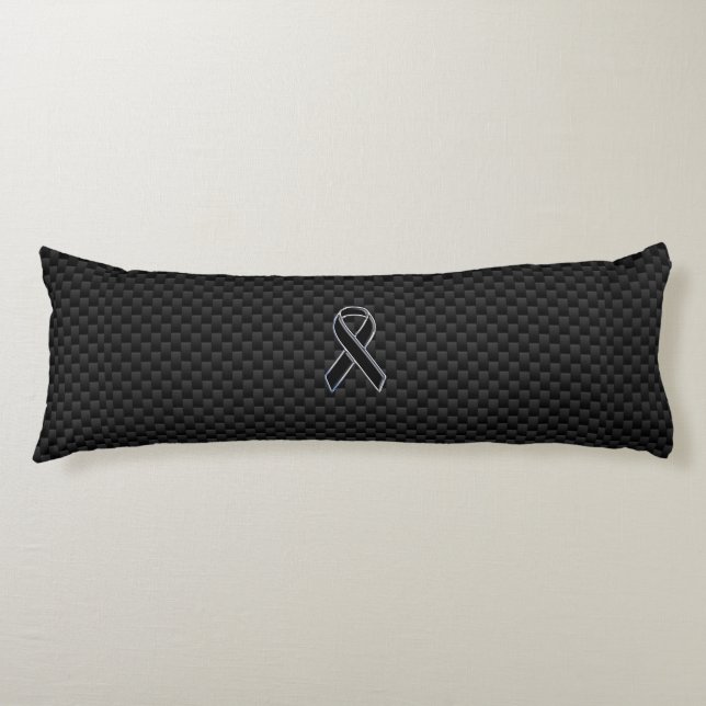 Ribbon Awareness Black Carbon Fiber Body Pillow (Front)