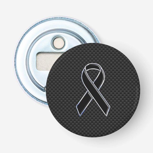 Ribbon Awareness Black Carbon Fiber Bottle Opener (Front)