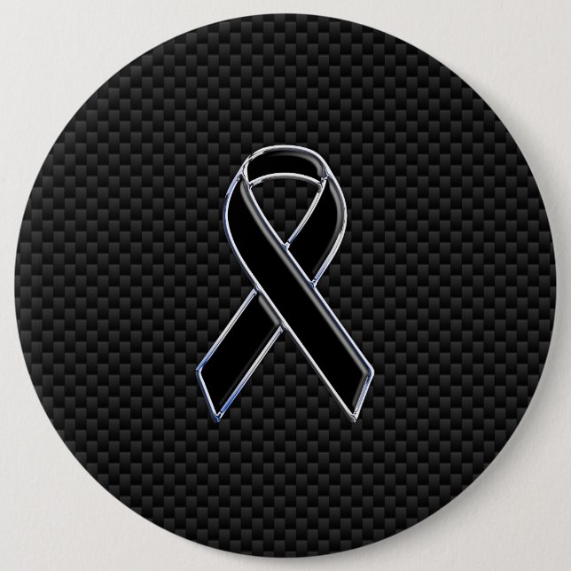 Ribbon Awareness Black Carbon Fiber Button (Front)