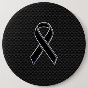 Ribbon Awareness Black Carbon Fiber Button