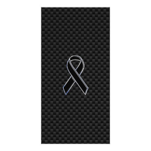 Ribbon Awareness Black Carbon Fiber Card