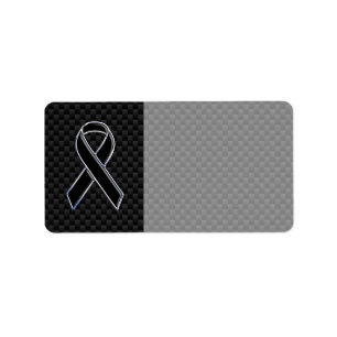 Ribbon Awareness Black Carbon Fiber Label