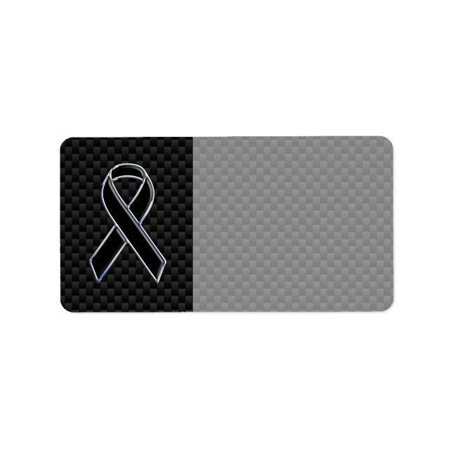 Ribbon Awareness Black Carbon Fiber Label (Front)