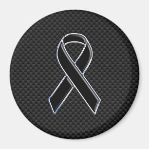 Ribbon Awareness Black Carbon Fiber Magnet