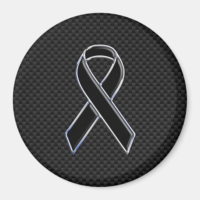 Ribbon Awareness Black Carbon Fiber Magnet (Front)