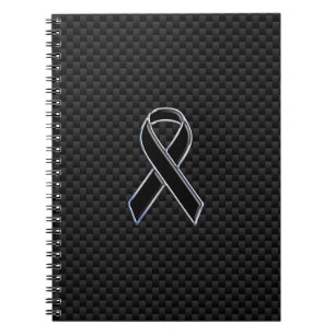 Ribbon Awareness Black Carbon Fiber Notebook
