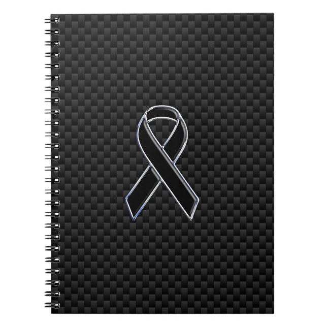 Ribbon Awareness Black Carbon Fiber Notebook (Front)
