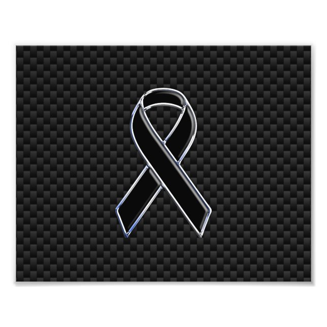 Ribbon Awareness Black Carbon Fiber Photo Print (Front)